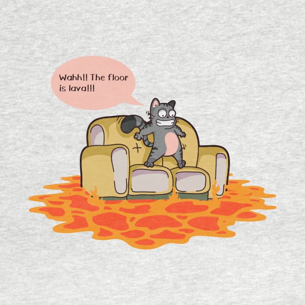 Never Grow Up Shirt Floor Is Lava T Shirt Funny Cat Comic by TellingTales